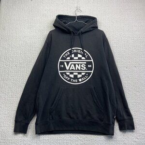 Vans Off the Wall Hoodie Mens M Black Drawstring Pullover Skate Skateboading Y2K